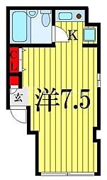 ブライト市川 ワンルームの間取図画像
