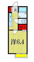 ヴィラ東船橋 1Kの間取図画像