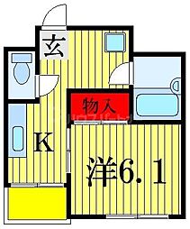 カサデパドレス 1Kの間取図画像