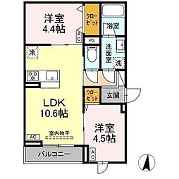 セレスティア東小岩II 2LDKの間取図画像