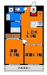 グローバルジョイ2番館 1LDKの間取図画像