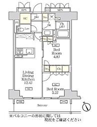 リーフシティ市川　ザ・レジデンス 4階2LDKの間取り