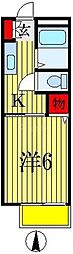メゾン　ド　アルモニー 2階1Kの間取り