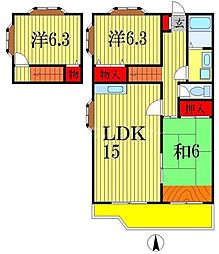 ボーマノワ 1階3LDKの間取り
