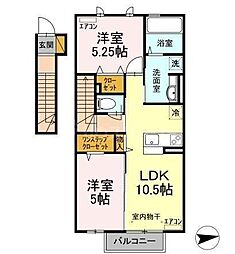 グランレーヴ 2階2LDKの間取り