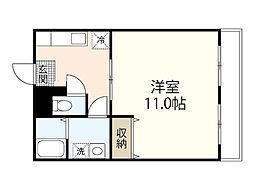 JR津山線 法界院駅 徒歩16分の賃貸マンション 1階1Kの間取り