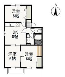 バス 野田東下車 徒歩4分の賃貸アパート 2階3DKの間取り
