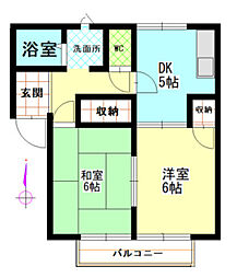 JR山陽本線 庭瀬駅 徒歩14分の賃貸アパート 2階2DKの間取り