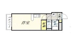 JR山陽本線 岡山駅 徒歩9分の賃貸マンション 2階ワンルームの間取り