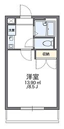 レオパレス中島 1階1Kの間取り