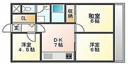 セントエルモ門田文化町 4階3DKの間取り