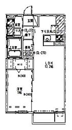 NEW OAK　A棟 2階1LDKの間取り