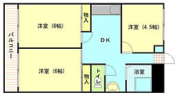 第三国際コーポ 9階3DKの間取り