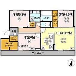 BLISS COURT II 3階3LDKの間取り