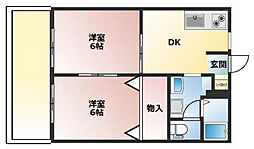 メゾンシャンス 1階2DKの間取り
