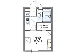 レオパレスＭ 2階1Kの間取り