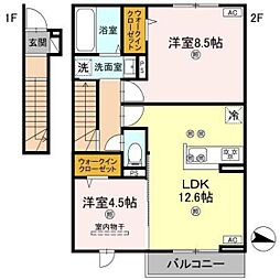 フォーゲルセレーノ B棟 2LDKの間取図画像