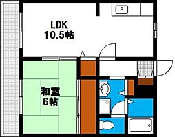 JR吉備線 備前三門駅 徒歩6分の賃貸アパート 2階1LDKの間取り
