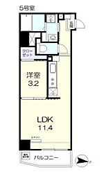 8Leaf大元 5階1LDKの間取り