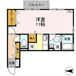 フェイバリットフラットC棟 ワンルームの間取図画像
