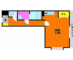 ラ・モール 3階1Kの間取り