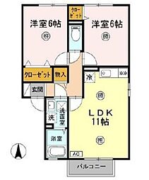 ソレイユ 2階2LDKの間取り