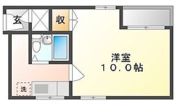 プレアール大供2 1Kの間取図画像