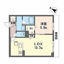 フルールブラン 1LDKの間取図画像