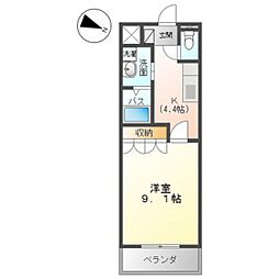 カントリードール 1Kの間取図画像
