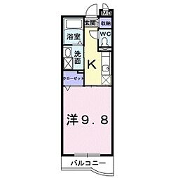 アヴィオンA 1Kの間取図画像