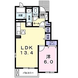 グリーンコムB 1LDKの間取図画像
