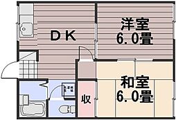 サンフル芳田A 2DKの間取図画像