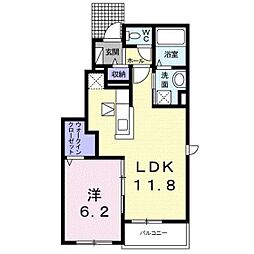 レ・ムスクテール 1LDKの間取図画像