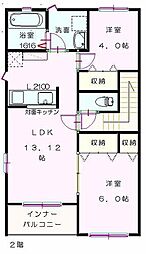 アンソレイユA 2LDKの間取図画像