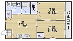 プレシャス・K 2LDKの間取図画像