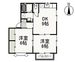 シャトレファミーユA 2DKの間取図画像
