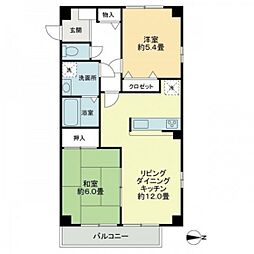 カンフォタブル 2LDKの間取図画像