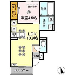 アルカンシェル 1LDKの間取図画像