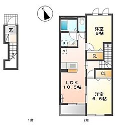 ヴィラアマーブレス 2LDKの間取図画像