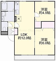 エクセラン今 2LDKの間取図画像