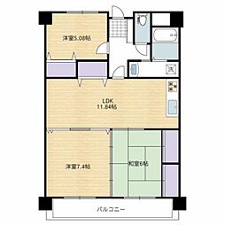 ノーブルコート中庄 2LDKの間取図画像