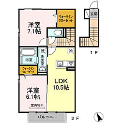 ルミエール2 2LDKの間取図画像