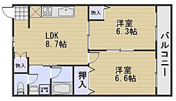 プレシャス・K 2LDKの間取図画像
