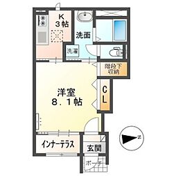 フィールドアップ横井 1Kの間取図画像
