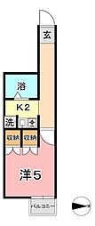 KM大元駅前 1Kの間取図画像