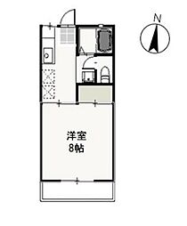 コーポレーベンB 1Kの間取図画像