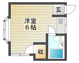 ウォーターコート三野 ワンルームの間取図画像