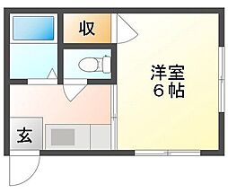 メゾン旭 1Kの間取図画像