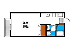 レジデンス西崎B 1Kの間取図画像