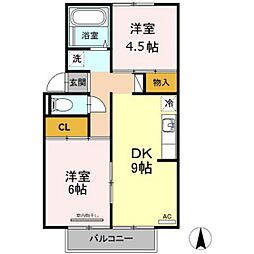 プレジール洲崎 2DKの間取図画像